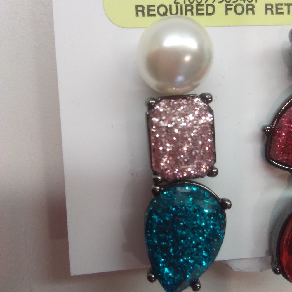 Betsey Johnson New 6 Bright Mismatch Stud Earrings - Picture 2 of 4